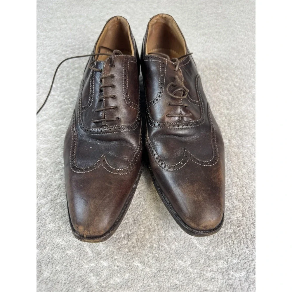 Romano Martegani Shoes Mens Size 10.5 A Brown Leather Wingtip Oxford Italy Dress